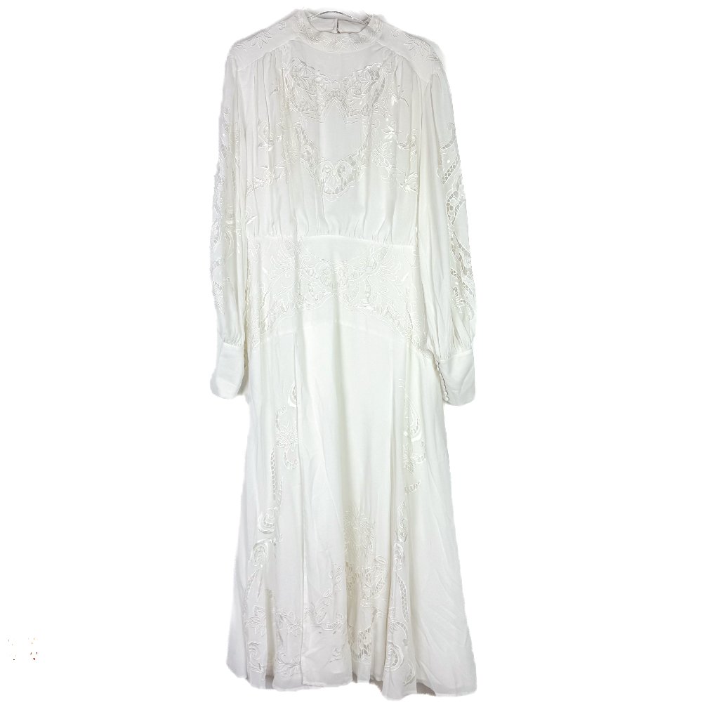 Nwt Asos Edition High Neck Cutwork Embroidered Midi Dress W/ Full Skirt Size 14